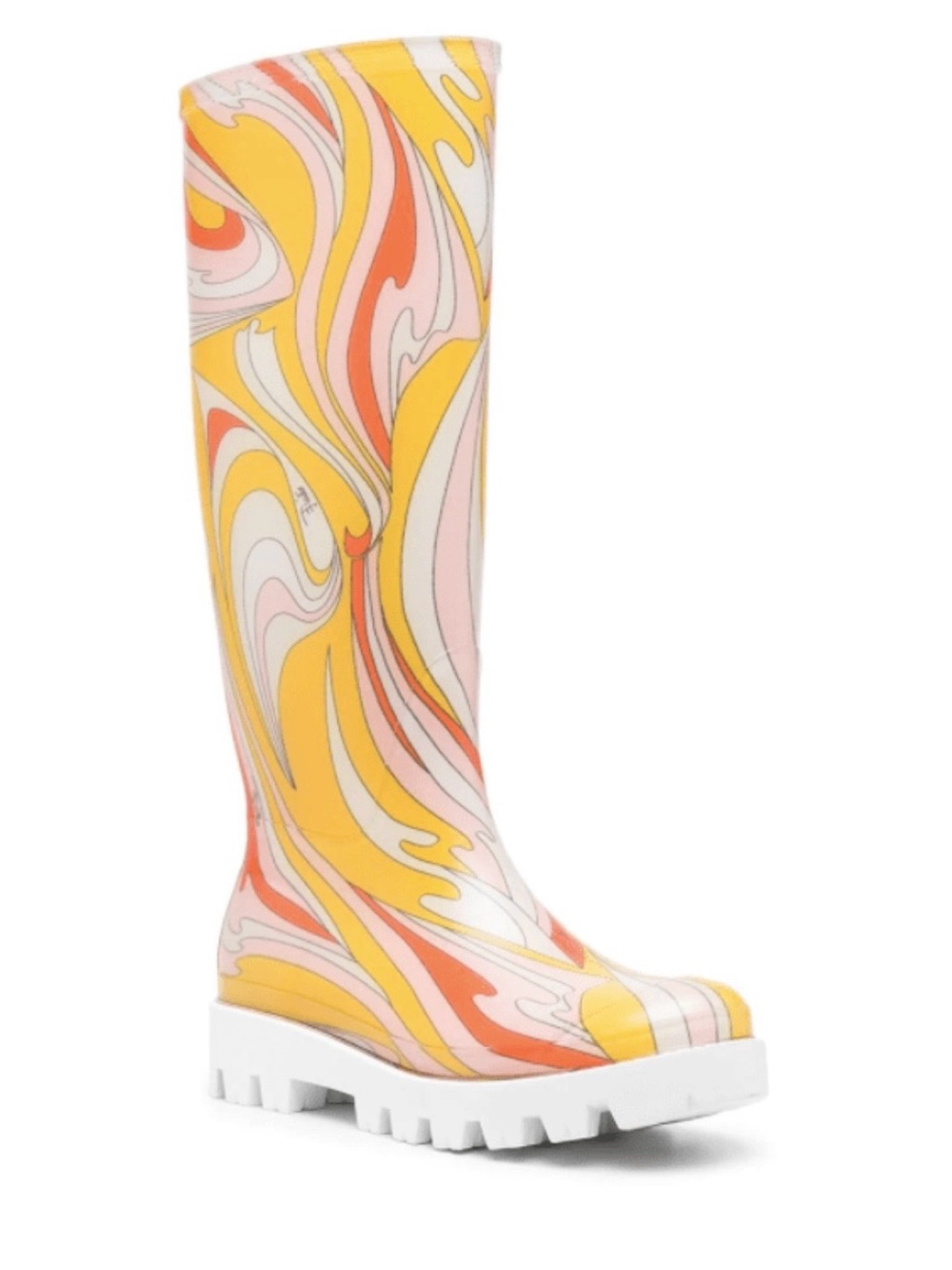 Emilio Pucci Women’s Yellow Swirl Knee-High Rain Boots 40